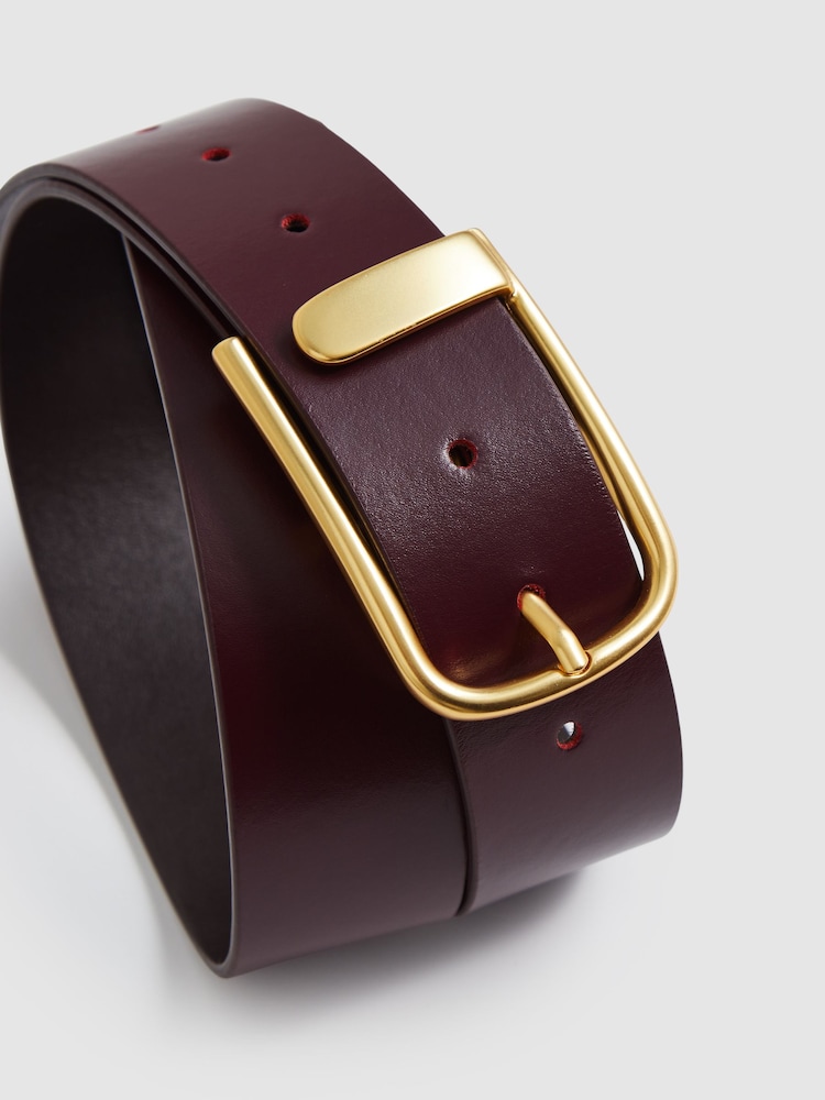 Burdeos - Reiss Iyla Leather Half Keeper Belt - Imagen 4 de 4