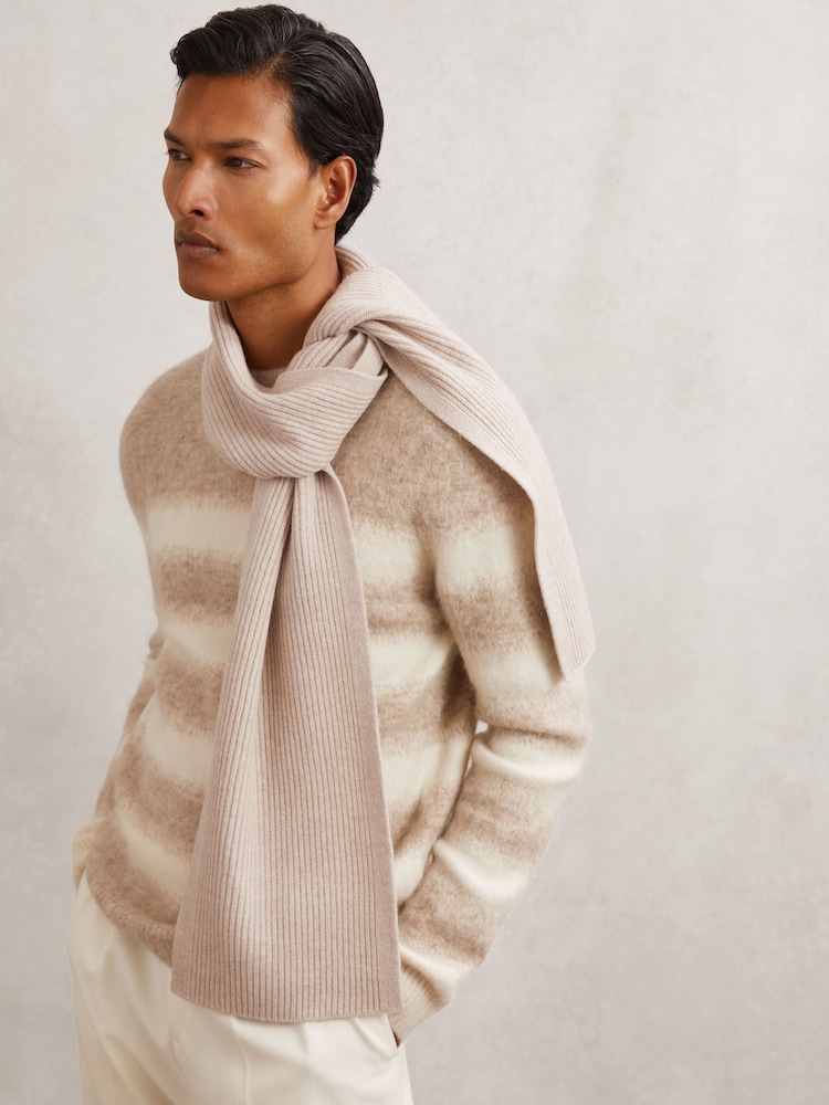 Reiss Light Oatmeal Melange Chesterfield Scarf - Image 2 of 5