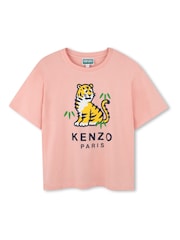 KENZO KIDS Pink Tiger Graphic Logo Short Sleeve T-Shirt - Image 1 of 3