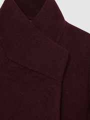 Reiss Burgundy Kia Wool-Blend Funnel-Neck Coat - Image 4 of 4