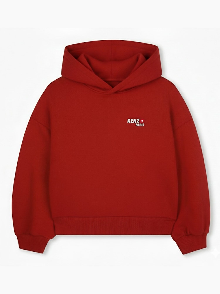 KENZO KIDS Red Floral Back Graphic Logo Hoodie - Image 1 of 2