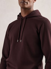 Reiss Cherry Red Fabien Interlock Jersey Drawstring Hoodie - Image 3 of 6
