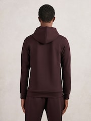 Reiss Cherry Red Fabien Interlock Jersey Drawstring Hoodie - Image 5 of 6