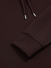 Reiss Cherry Red Fabien Interlock Jersey Drawstring Hoodie - Image 6 of 6