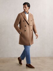 Reiss Light Brown Timpano Wool-Blend Double-Breasted Overcoat - Image 1 of 6
