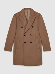 Reiss Light Brown Timpano Wool-Blend Double-Breasted Overcoat - Image 2 of 6