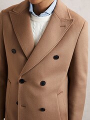 Reiss Light Brown Timpano Wool-Blend Double-Breasted Overcoat - Image 3 of 6
