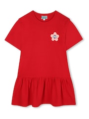 KENZO KIDS Red Logo Short Sleeved Peplum Dress - Image 1 of 3