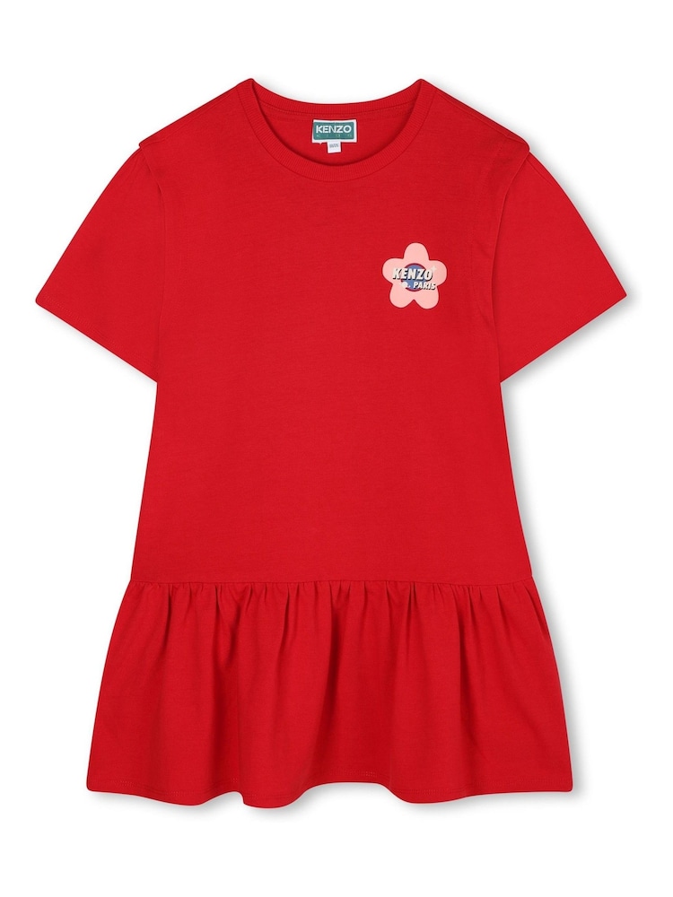 KENZO KIDS Red Logo Short Sleeved Peplum Dress - Image 1 of 3