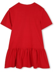 KENZO KIDS Red Logo Short Sleeved Peplum Dress - Image 2 of 3