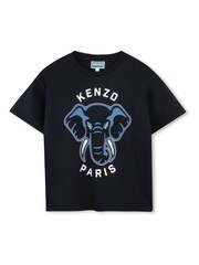 Kenzo Kids Blue Elephant Graphic Logo Short Sleeve T-Shirt - Bild 1 von 3