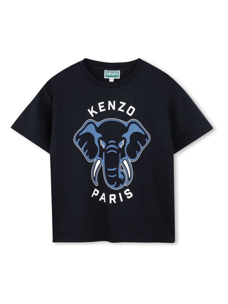 Kenzo Kids Blue Elephant Graphic Logo Short Sleeve T-Shirt - Bild 1 von 3