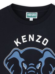 Kenzo Kids Blue Elephant Graphic Logo Short Sleeve T-Shirt - Bild 3 von 3