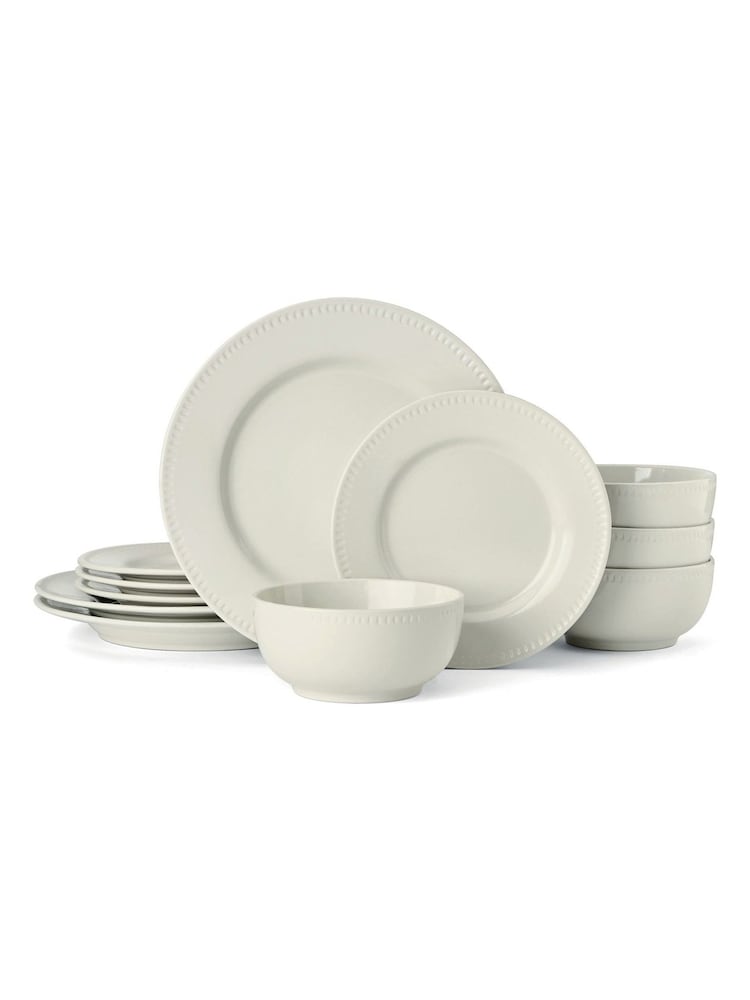 Mikasa 12 Piece White Cranborne Stoneware Dinners Set - Image 1 of 6