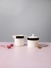 Mikasa Set of 2 White Luxe Deco Ceramic Milk Jugs and Sugar Bowls - Image 2 of 6
