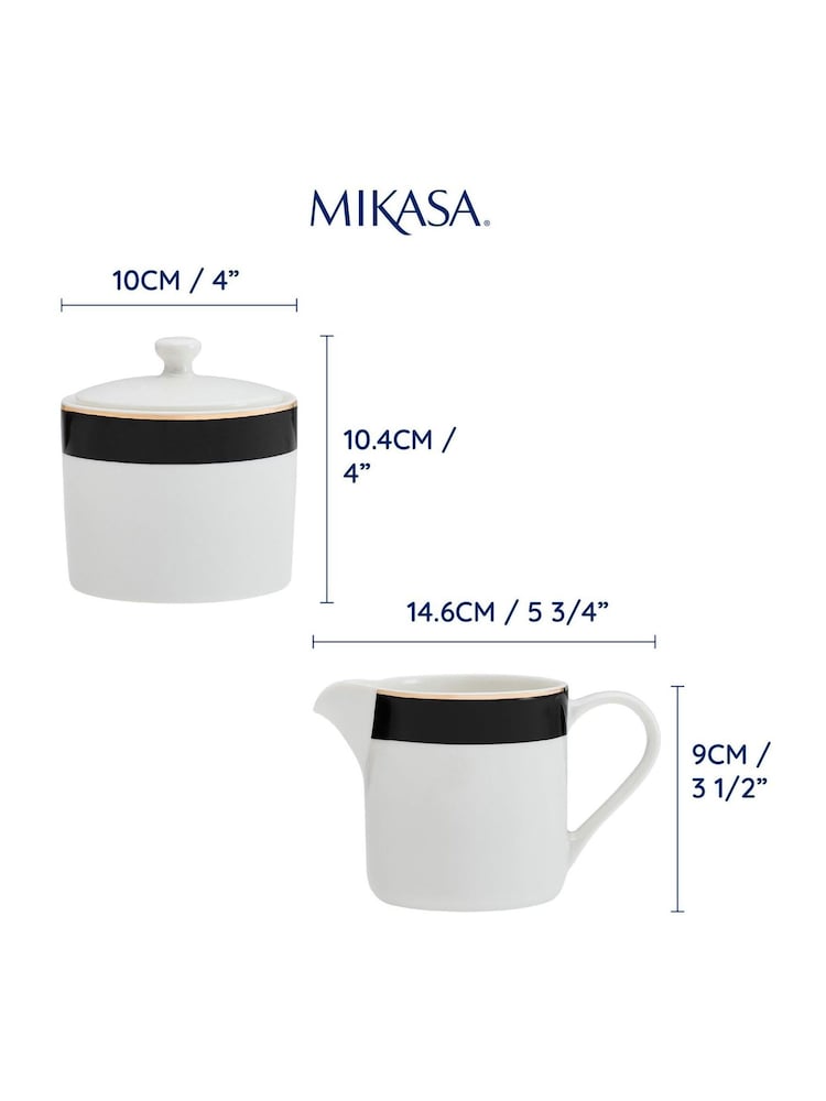 Mikasa Set of 2 White Luxe Deco Ceramic Milk Jugs and Sugar Bowls - Image 6 of 6