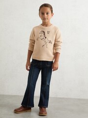 Reiss Oatmeal Lucy Cotton Pony Club Embroidered Jumper - Image 1 of 4