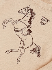 Reiss Oatmeal Lucy Cotton Pony Club Embroidered Jumper - Image 4 of 4