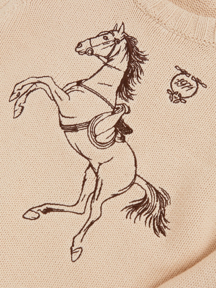 Reiss Oatmeal Lucy Cotton Pony Club Embroidered Jumper - Image 4 of 4 Reiss Oatmeal Lucy Cotton Pony Club Embroidered Jumper - Image 4 of 4