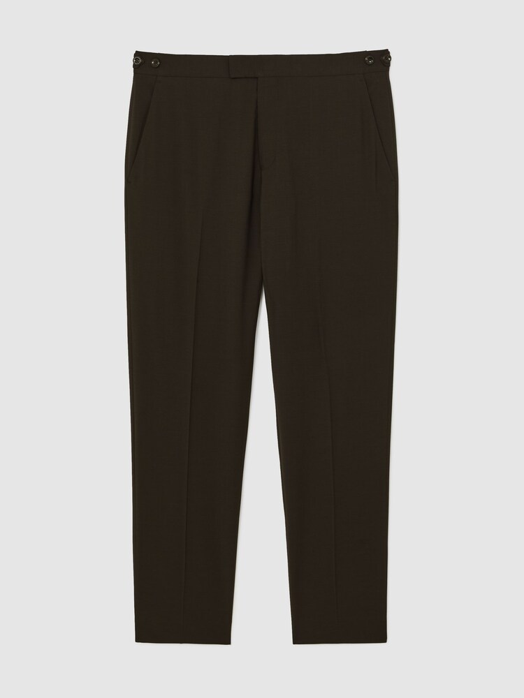 Reiss Chocolate Brown Oscar Regular-Fit Wool-Blend Suit Trousers - Image 2 of 6 Reiss Chocolate Brown Oscar Regular-Fit Wool-Blend Suit Trousers - Image 2 of 6
