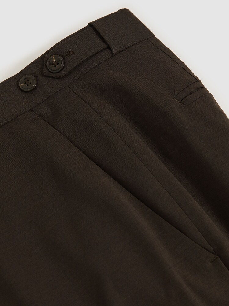 Reiss Chocolate Brown Oscar Regular-Fit Wool-Blend Suit Trousers - Image 6 of 6 Reiss Chocolate Brown Oscar Regular-Fit Wool-Blend Suit Trousers - Image 6 of 6