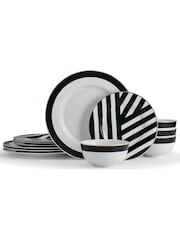 Mikasa 12 Piece White Luxe Deco China Dinnerware Set - Image 4 of 6