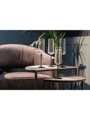 Mikasa Set of 4 Black Palermo Long-Stem Crystal Champagne Flutes - Image 1 of 6