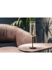 Mikasa Set of 4 Black Palermo Long-Stem Crystal Champagne Flutes - Image 2 of 6
