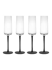 Mikasa Set of 4 Black Palermo Long-Stem Crystal Champagne Flutes - Image 3 of 6