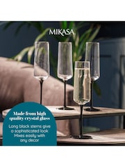 Mikasa Set of 4 Black Palermo Long-Stem Crystal Champagne Flutes - Image 5 of 6