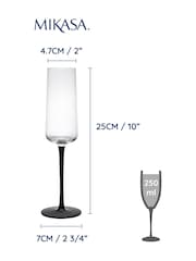 Mikasa Set of 4 Black Palermo Long-Stem Crystal Champagne Flutes - Image 6 of 6