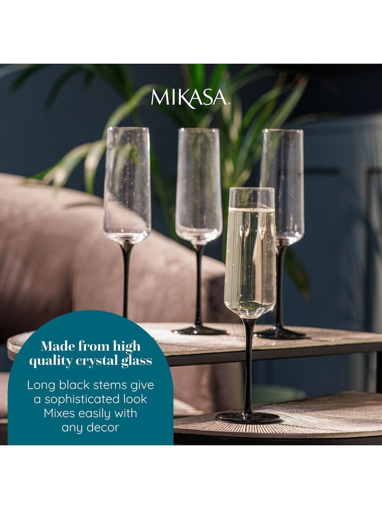 Mikasa Set of 4 Black Palermo Long-Stem Crystal Champagne Flutes - Image 6 of 6 Mikasa Set of 4 Black Palermo Long-Stem Crystal Champagne Flutes - Image 6 of 6