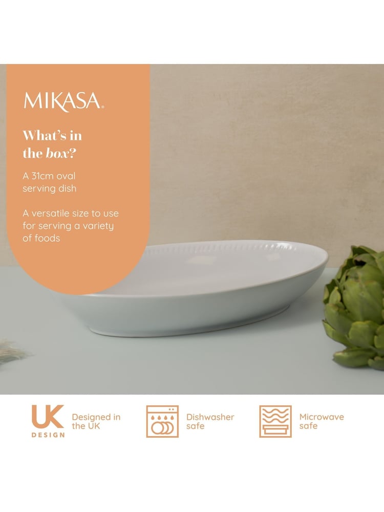 Mikasa White Large Cranborne Oval Ceramic Serving Dish - Image 5 of 5