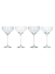 Mikasa Set of 4 Silver Cheers Crystal Coupe Champagne Glass - Image 2 of 5