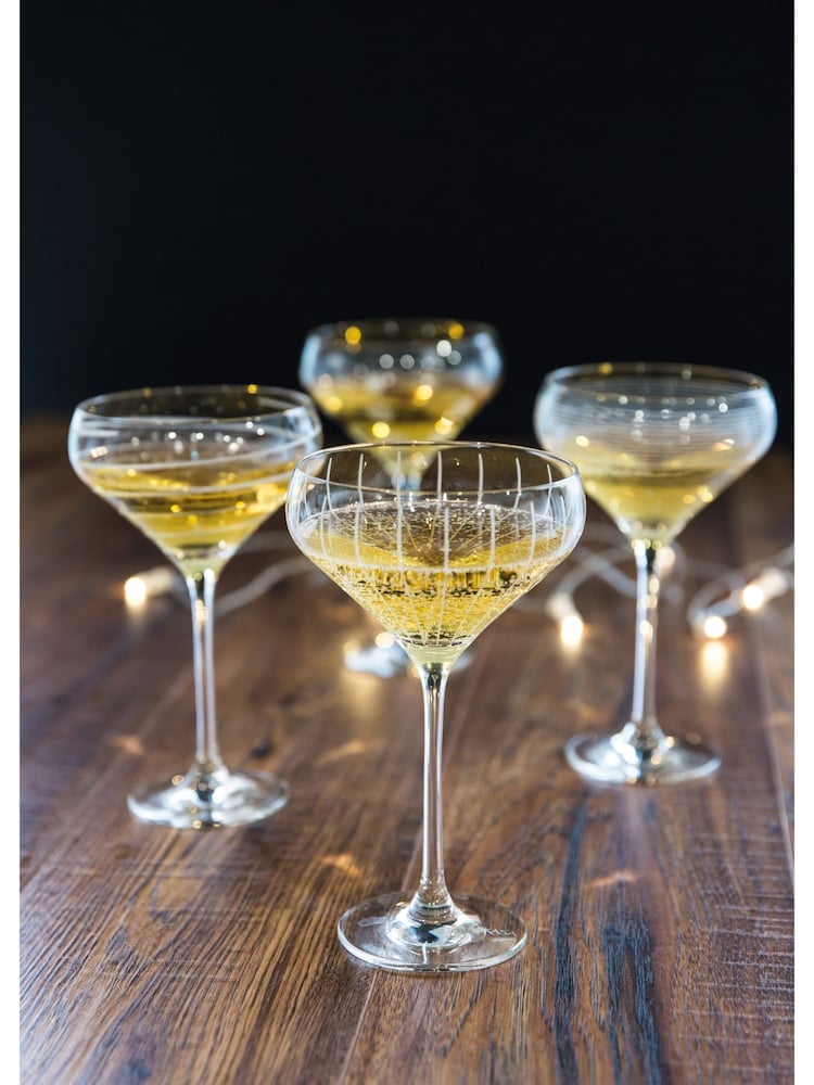 Mikasa Set of 4 Silver Cheers Crystal Coupe Champagne Glass - Image 5 of 5 Mikasa Set of 4 Silver Cheers Crystal Coupe Champagne Glass - Image 5 of 5