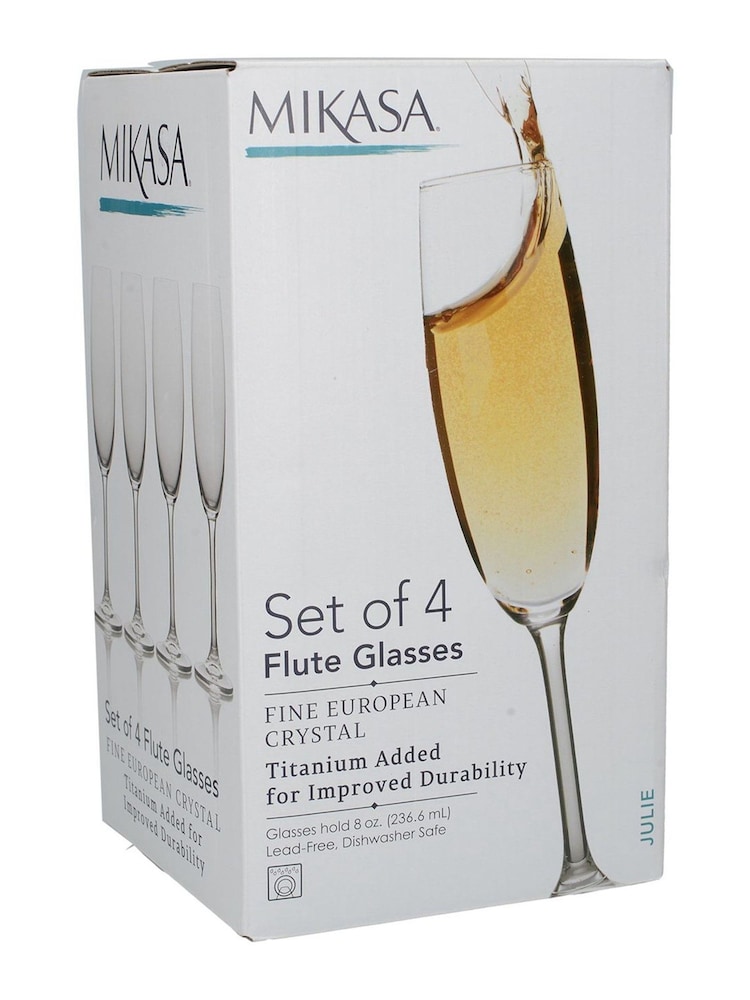 Mikasa Set of 4 Clear Julie Crystal Flute Glasses - Image 4 of 4 Mikasa Set of 4 Clear Julie Crystal Flute Glasses - Image 4 of 4