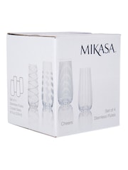 Mikasa Set of 4 Silver Cheers Stemless Crystal Champagne Flutes - Image 5 of 5
