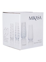 Mikasa Set of 4 Silver Cheers Stemless Crystal Champagne Flutes - Image 6 of 6