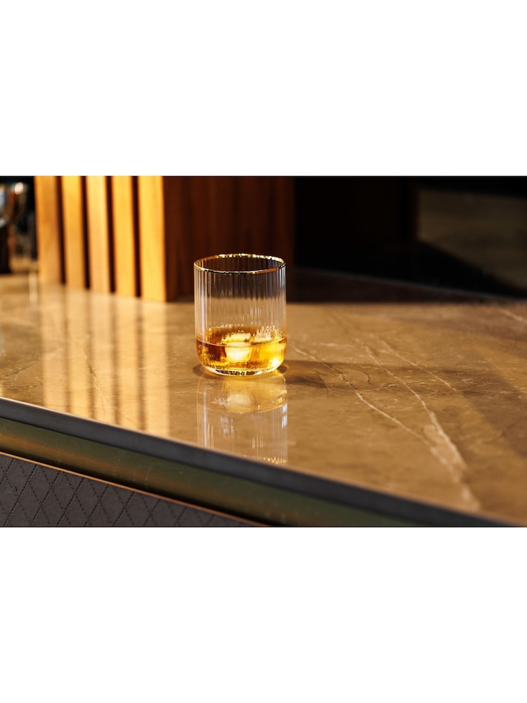 Mikasa Set of 4 Gold Sorrento Ridged Crystal Tumbler Glasses - Image 2 of 5