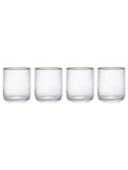 Mikasa Set of 4 Gold Sorrento Ridged Crystal Tumbler Glasses - Image 3 of 5