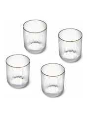 Mikasa Set of 4 Gold Sorrento Ridged Crystal Tumbler Glasses - Image 4 of 5