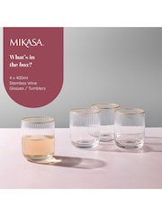 Mikasa Set of 4 Gold Sorrento Ridged Crystal Tumbler Glasses - Image 5 of 5