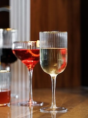 Mikasa Set of 4 Gold Sorrento Ridged Crystal White Wine Glasses - Image 2 of 5