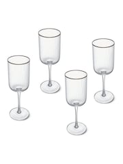 Mikasa Set of 4 Gold Sorrento Ridged Crystal White Wine Glasses - Image 4 of 5