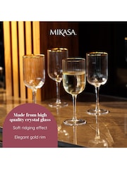 Mikasa Set of 4 Gold Sorrento Ridged Crystal White Wine Glasses - Image 5 of 5