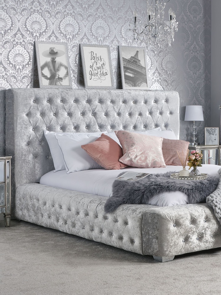 Birlea Grey Grande Crushed Velvet Fabric Bed - Image 1 of 6