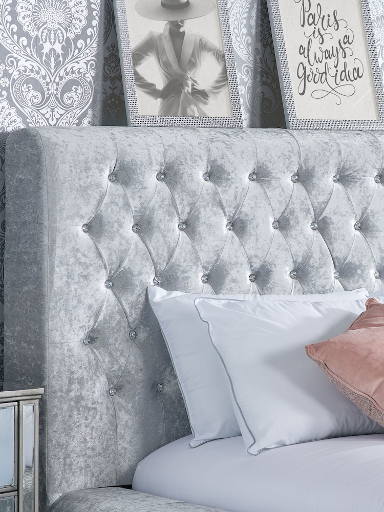 Birlea Grey Grande Crushed Velvet Fabric Bed - Image 2 of 6