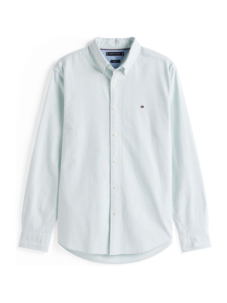 Tommy Hilfiger Green Regular Fit Stripe Oxford Shirt - Image 5 of 5 Tommy Hilfiger Green Regular Fit Stripe Oxford Shirt - Image 5 of 5