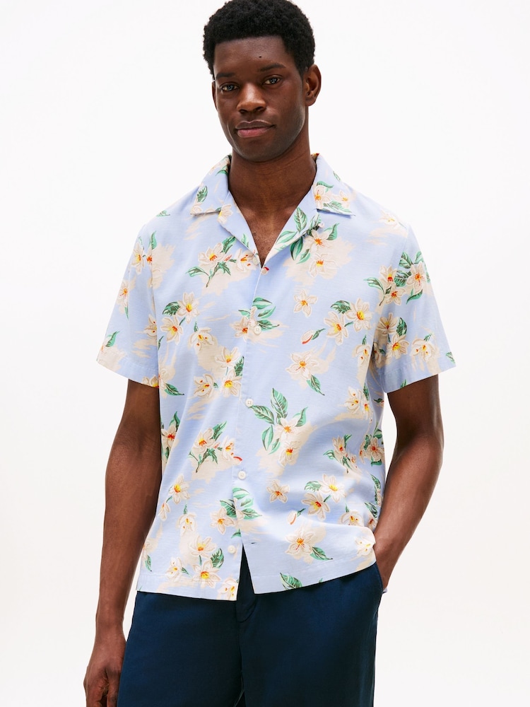 Tommy Hilfiger Blue Lightweight Floral Print Shirt - Image 1 of 5