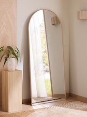 Oak Effect Extra Large Metal Arch Full Length Leaner Mirror - Image 1 of 5